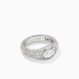NWT Kendra Scott Silver Crystal Pavé Bella ring size 5